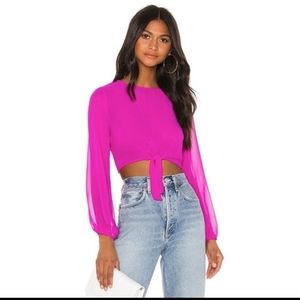 Superdown Jemma Tie Front shirt in Fushia size XS